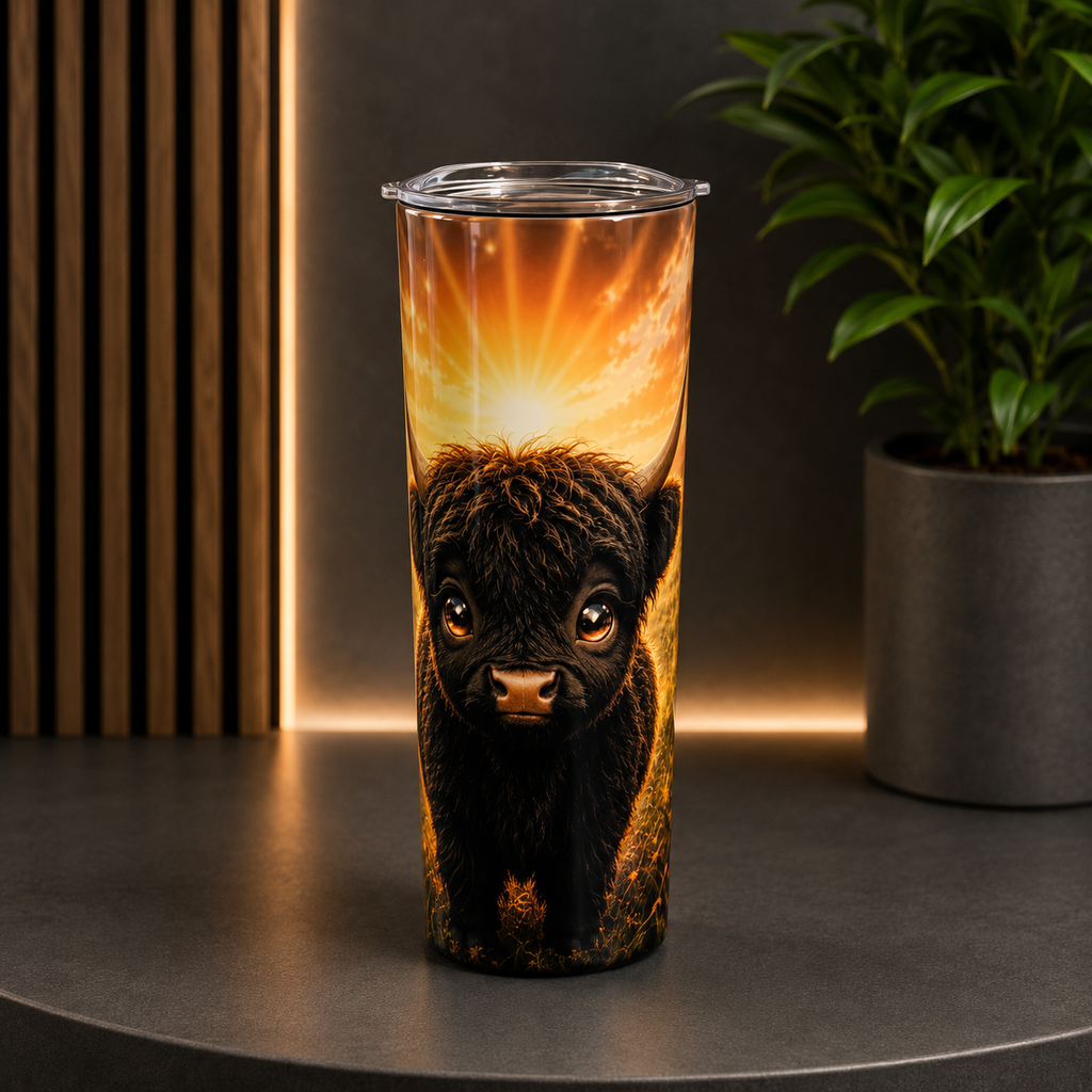 Tasse Isotherme Bébé Highland Noir – La Brunette Foncée | 20 oz | Les Créations Mystika