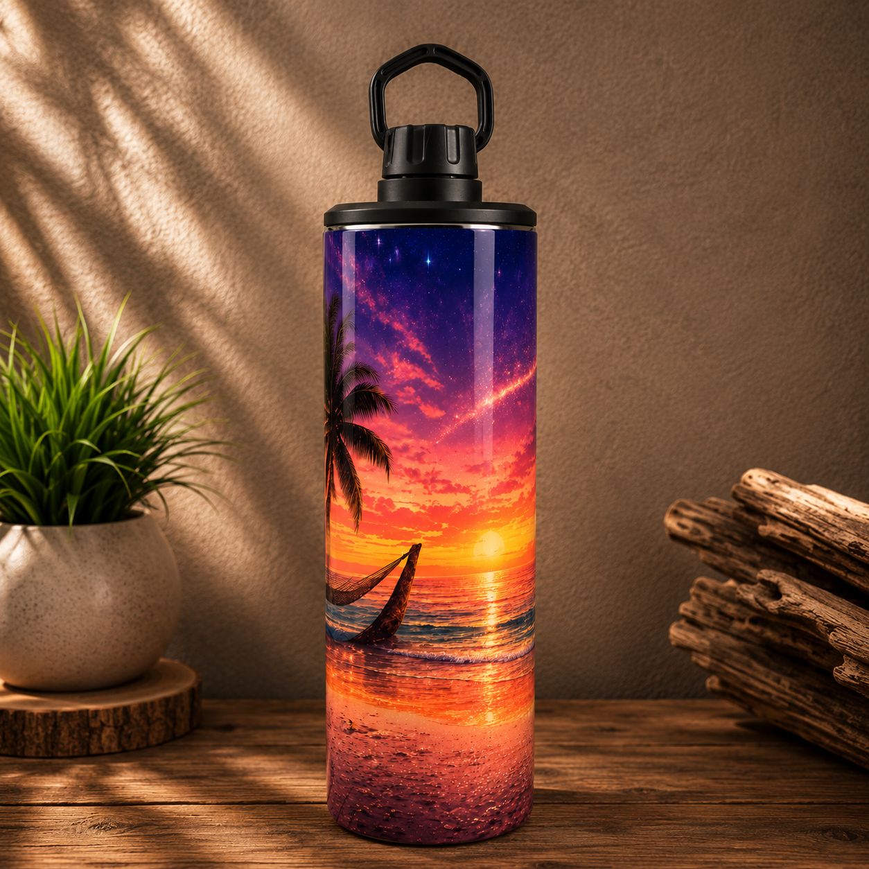 Tasse Isotherme Le Paradis Filant – Coucher de Soleil Tropical 20 oz | Les Créations Mystika