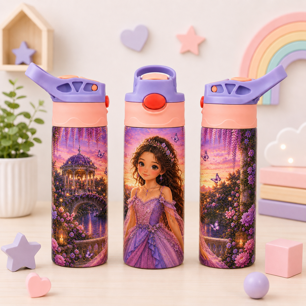 Bouteille Enfant Le monde d'Eva 2 – Magique & Colorée | Les Créations Mystika