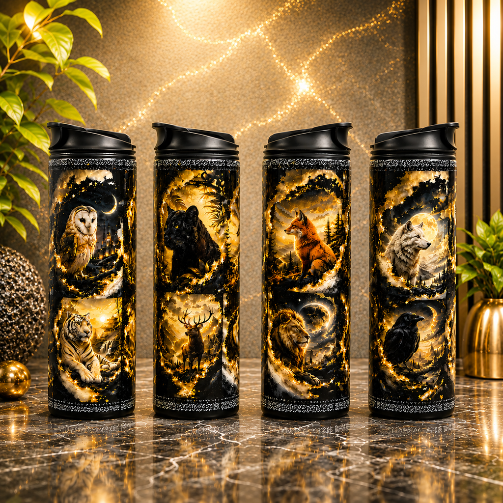 Tasse Isotherme Les Mystiques Nocturnes – Animaux Féeriques 20 oz | Les Créations Mystika