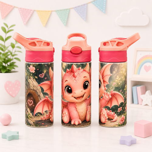 Bouteille Enfant Dragons Mignons – Magique & Colorée | Les Créations Mystika