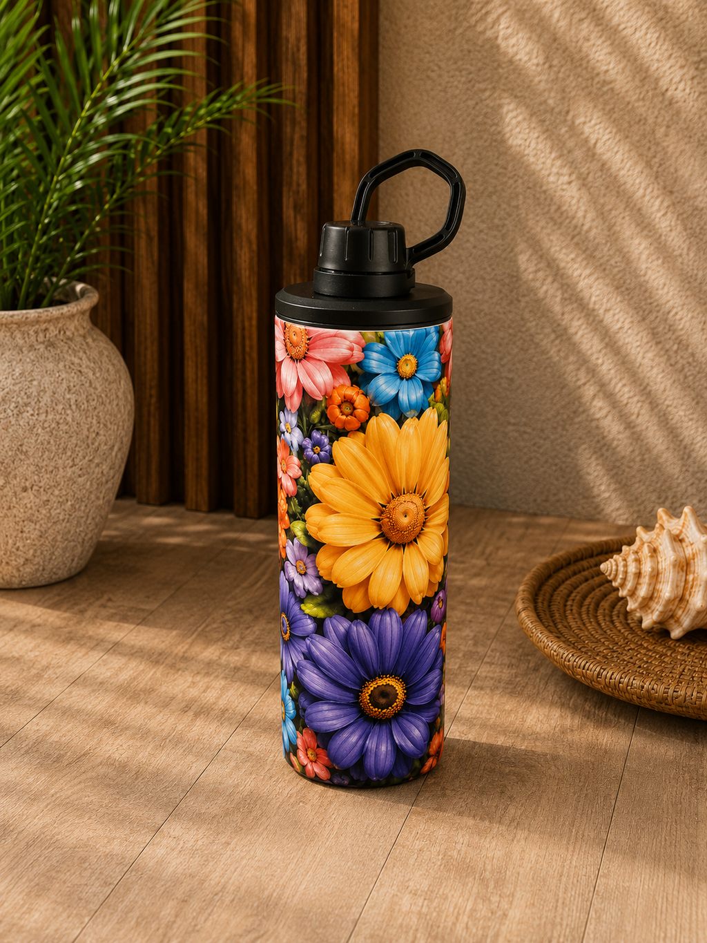 Tasse Isotherme Le Jardin Coloré – Bouquet de Fleurs Éclatantes 20 oz | Les Créations Mystika