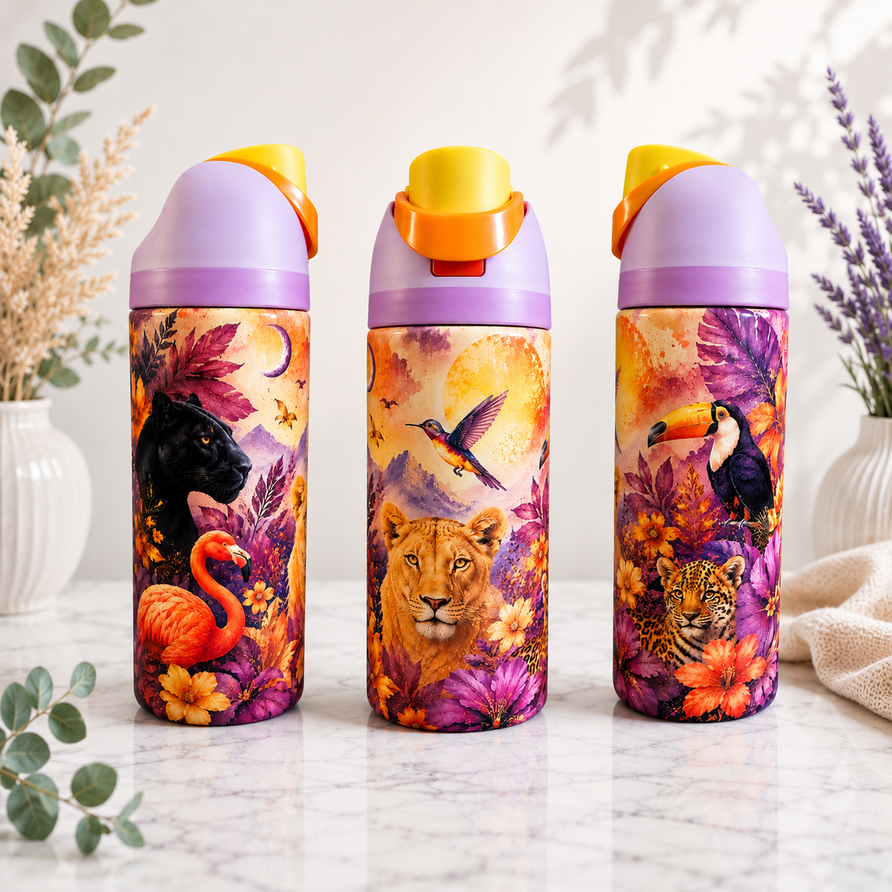 Bouteille Isotherme Safari Tropical – Le Safari Tropical | Les Créations Mystika