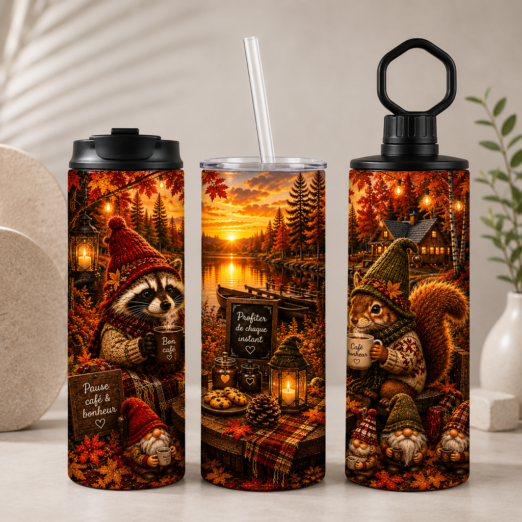 Tasse Isotherme Pause Café & Bonheur – 20 oz | Les Créations Mystika