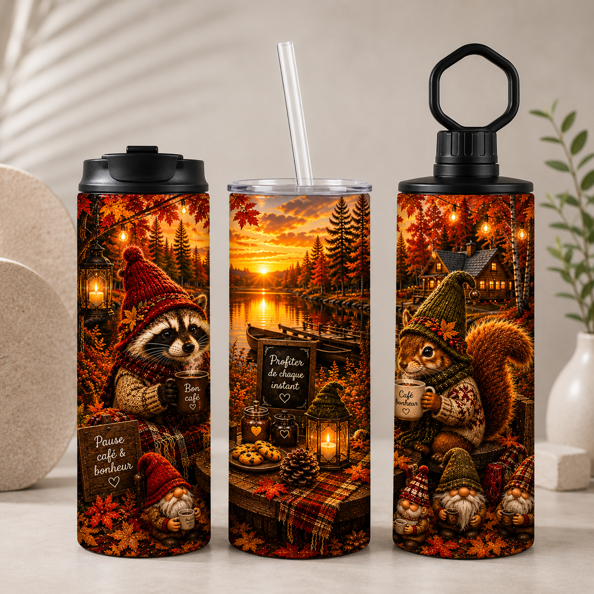 Tasse Isotherme Pause Café & Bonheur – 20 oz | Les Créations Mystika