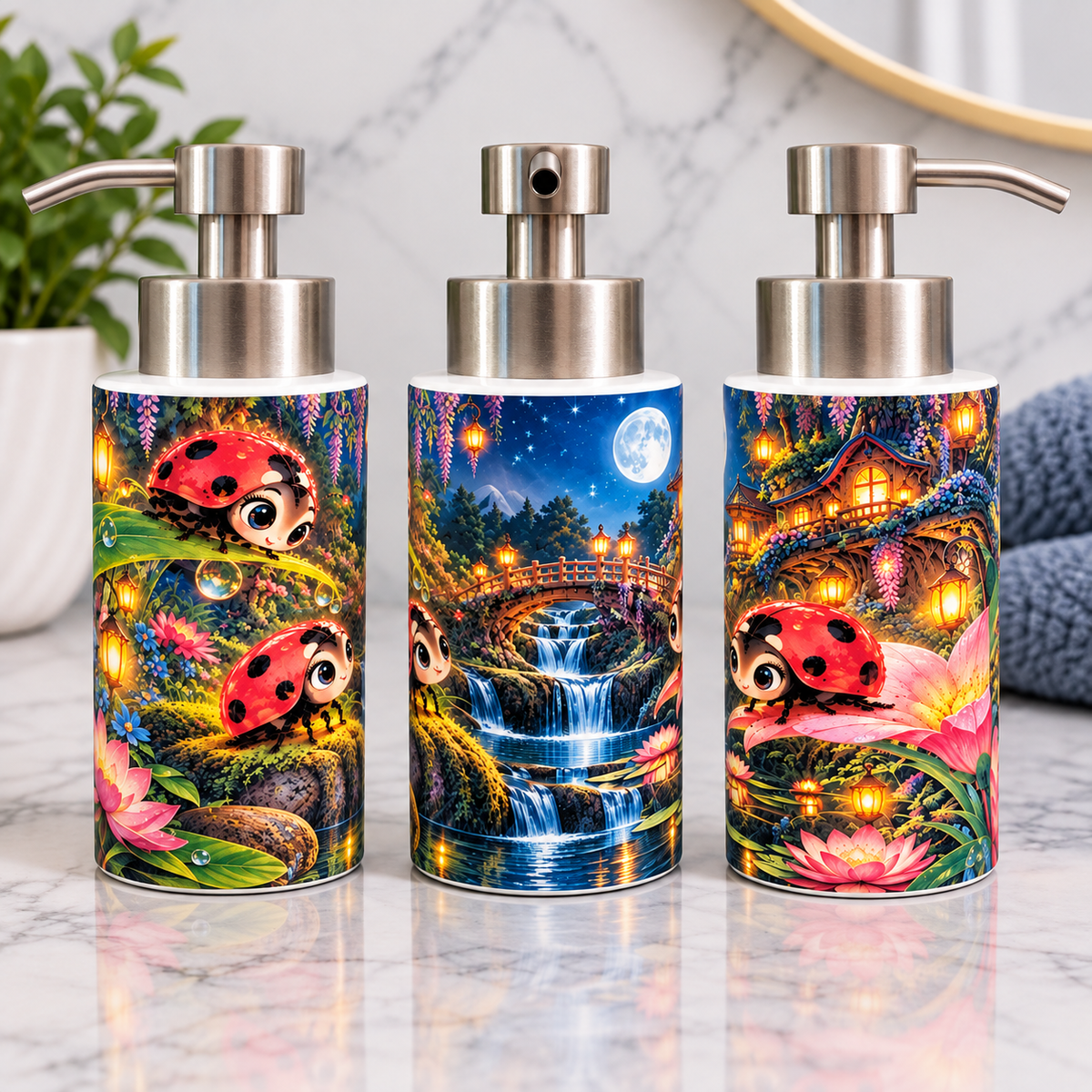 Pompe à Savon Décorative – Forêt & Animaux | Les Créations Mystika