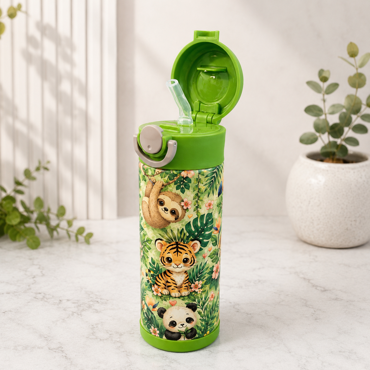 Bouteille Enfant Animaux de la Jungle Kawaii – Le Lion & Ses Amis | Les Créations Mystika