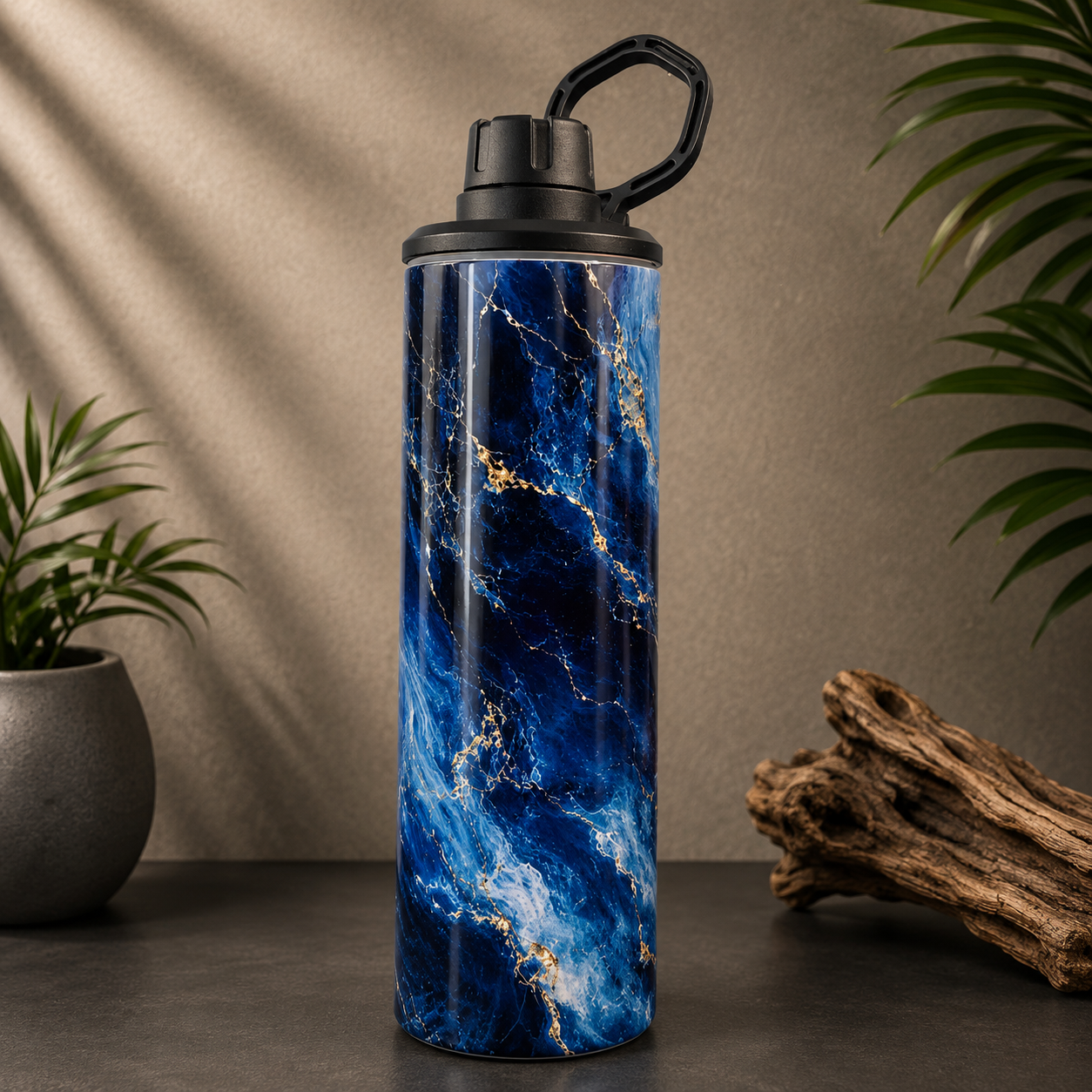 Tasse Isotherme Le Marbré Bleu et Or| 20 oz | Les Créations Mystika