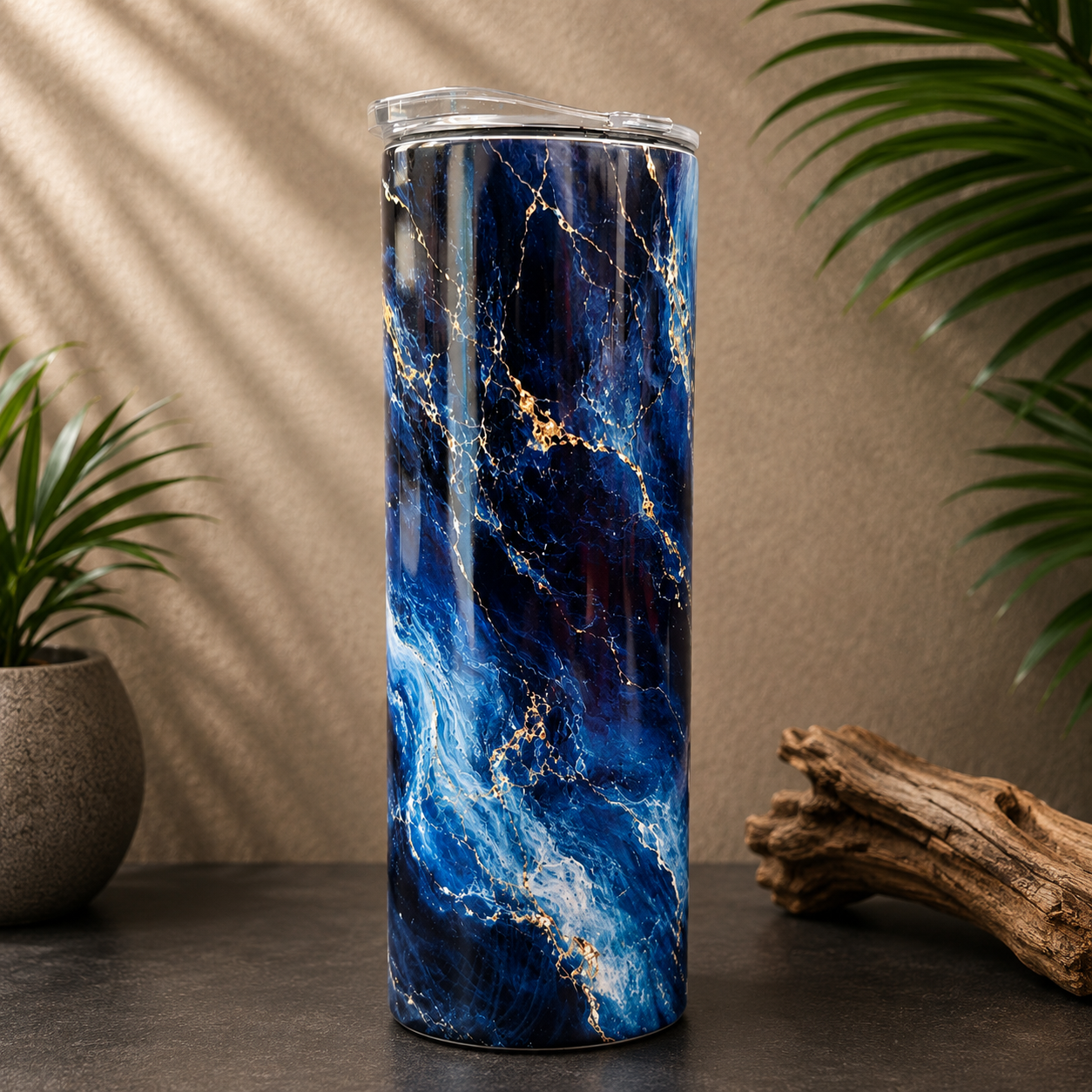 Tasse Isotherme Le Marbré Bleu et Or| 20 oz | Les Créations Mystika