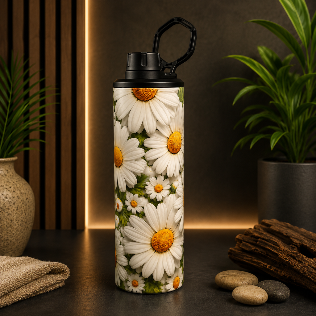 Tasse Isotherme Marguerites – Douceur Florale | 20 oz | Les Créations Mystika