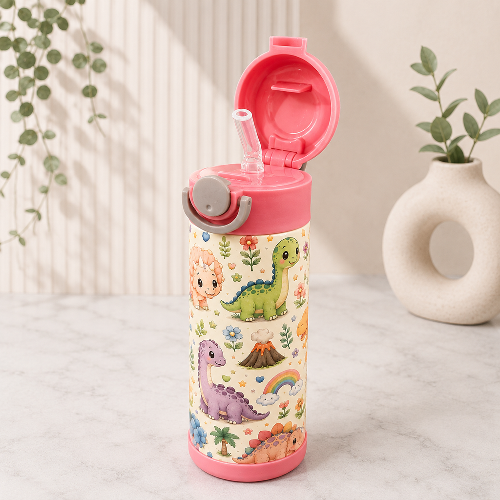 Bouteille Enfant Dinosaures Kawaii – Le T-Rex & Ses Amis | Les Créations Mystika