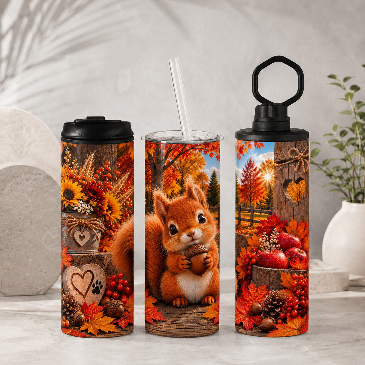 Tasse Isotherme Petit Écureuil d'Automne – 20 oz | Les Créations Mystika