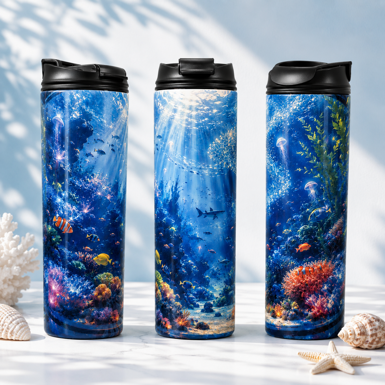 Tasse Isotherme Les Profondeurs Marines – Récifs Coralliens et Trésors de l’Océan 20 oz | Les Créations Mystika