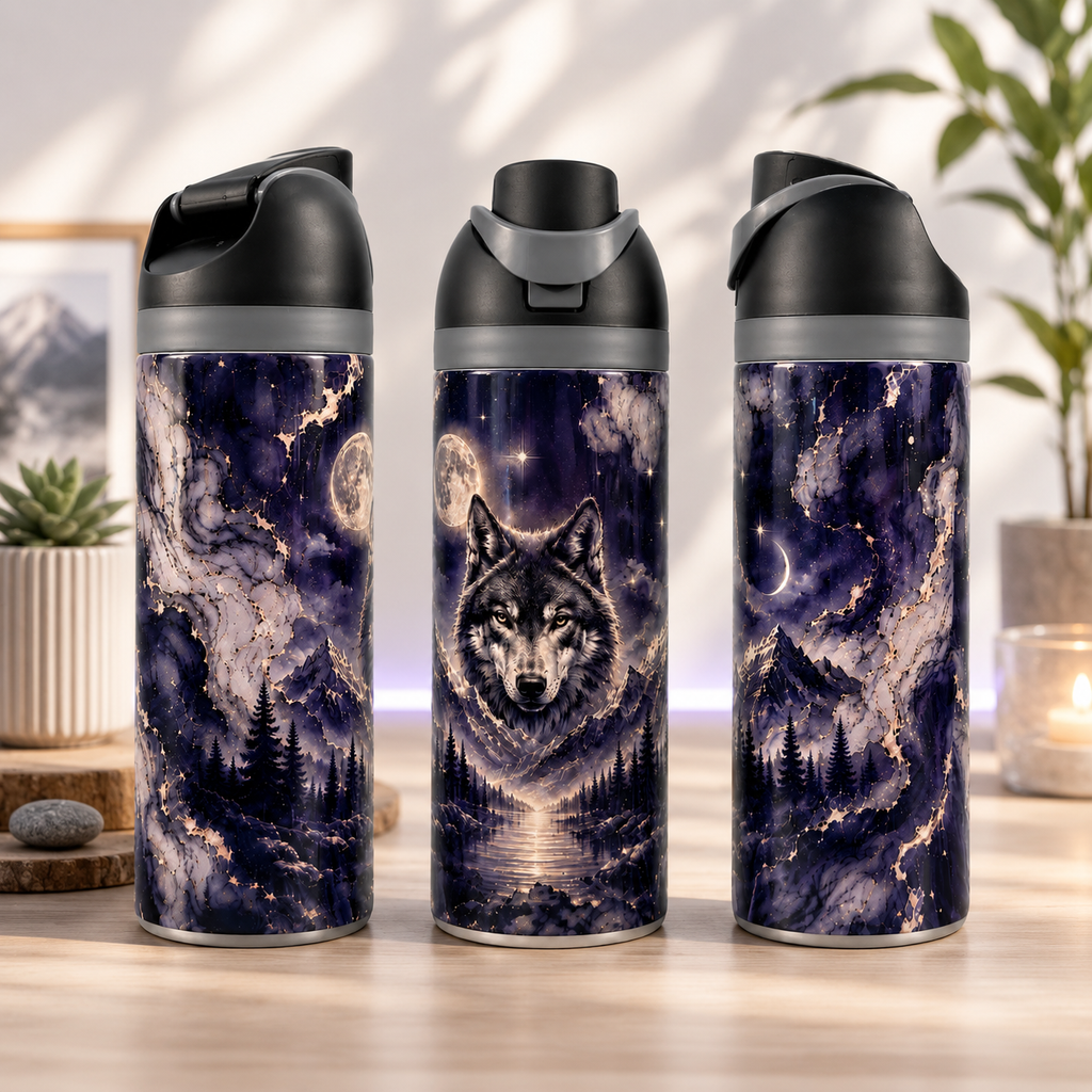 IMPARFAIT Bouteille Isotherme Le Loup Mystique Noir