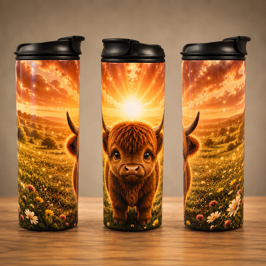 Tasse Isotherme Bébé Highland – La Brunette Dorée | 20 oz | Les Créations Mystika