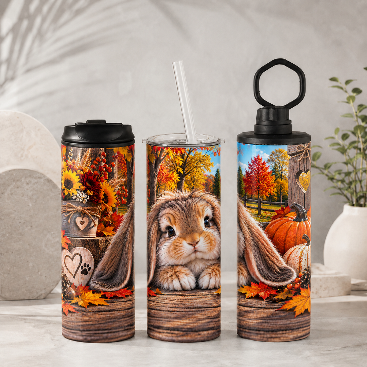 Tasse Isotherme Lapin d'Automne – 20 oz | Les Créations Mystika