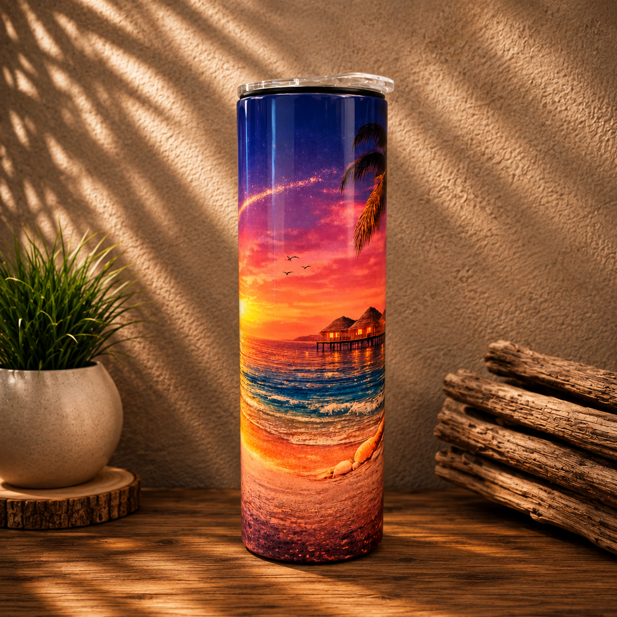Tasse Isotherme Le Paradis Filant – Coucher de Soleil Tropical 20 oz | Les Créations Mystika