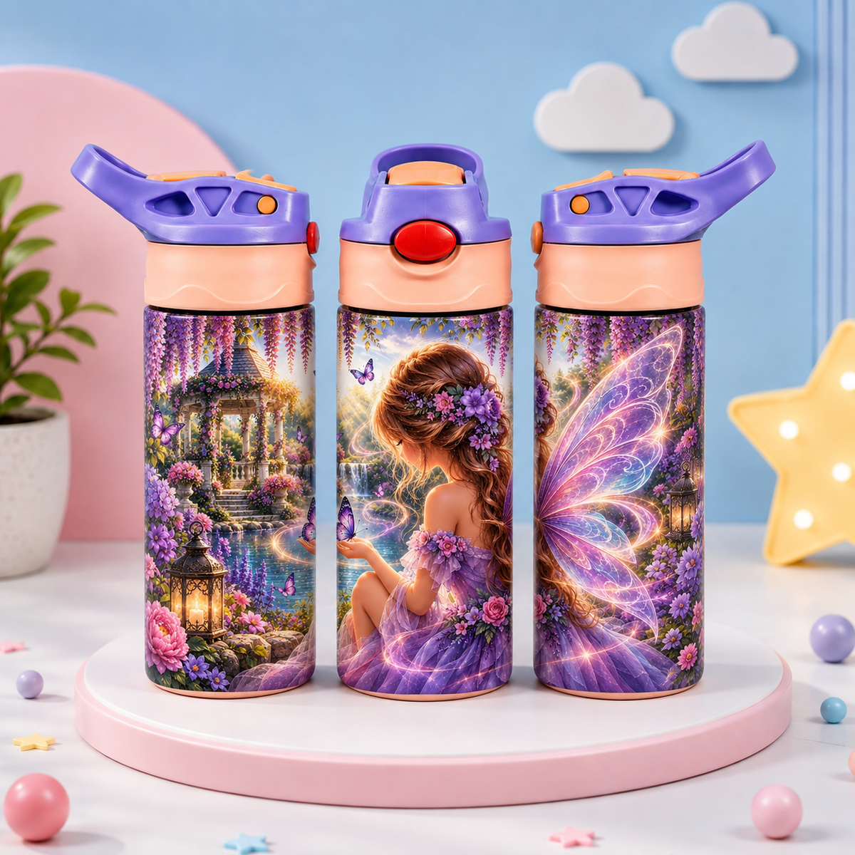 Bouteille Enfant Fée & Papillons 2 – Magique & Féerique | Les Créations Mystika