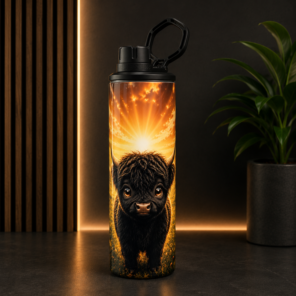 Tasse Isotherme Bébé Highland Noir – La Brunette Foncée | 20 oz | Les Créations Mystika