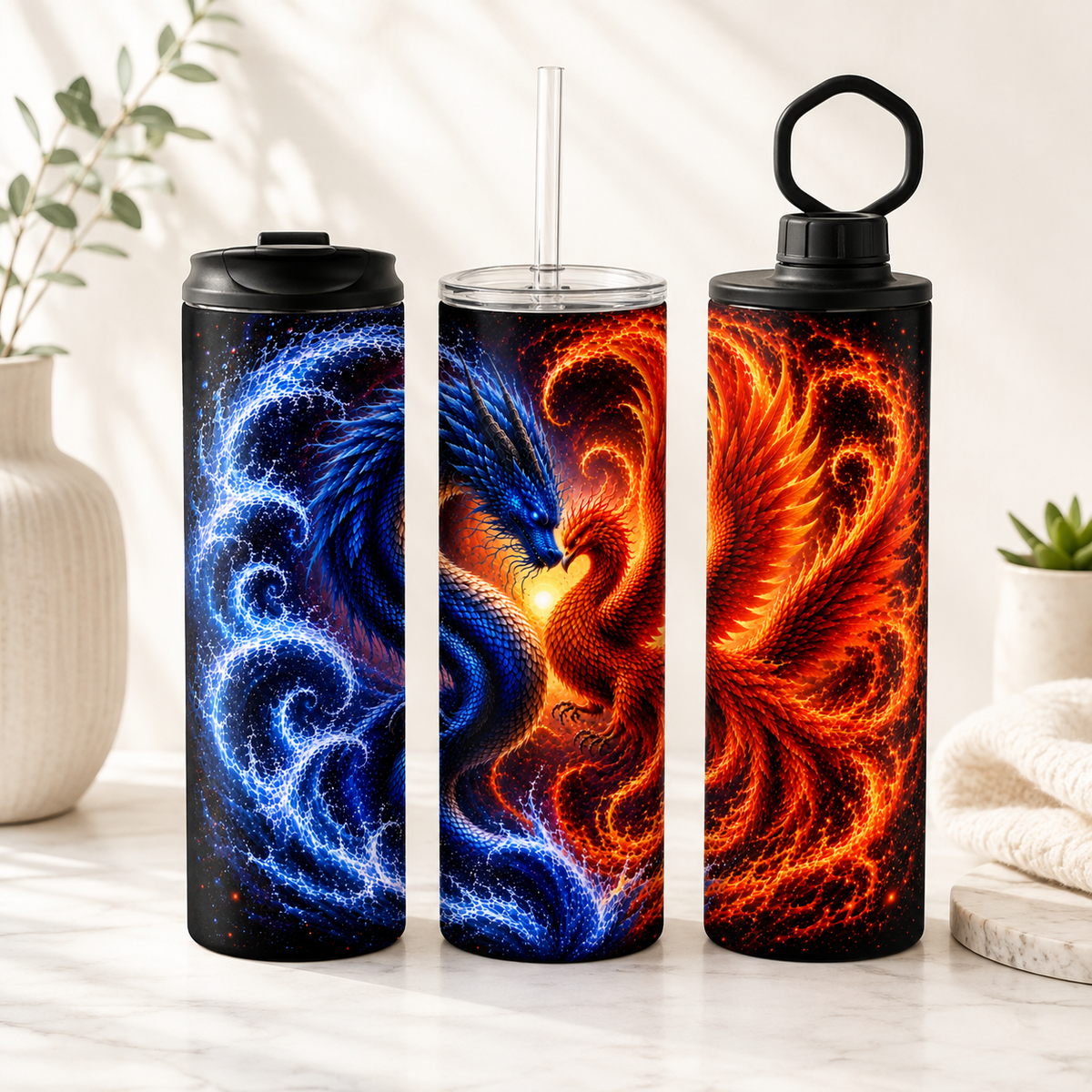 Tasse Isotherme Dragon & Phénix – 20 oz | Les Créations Mystika