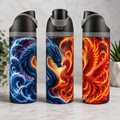 Bouteille isotherme Dragon & Phénix – Feu & Glace | Les Créations Mystika