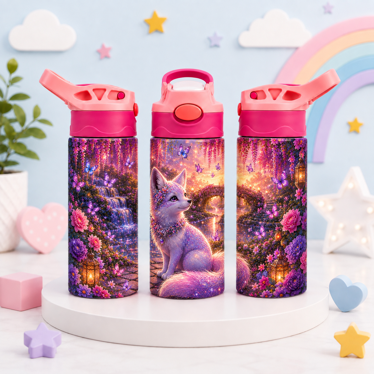 Bouteille Enfant Renard Féerique 2 – Magique & Colorée | Les Créations Mystika )