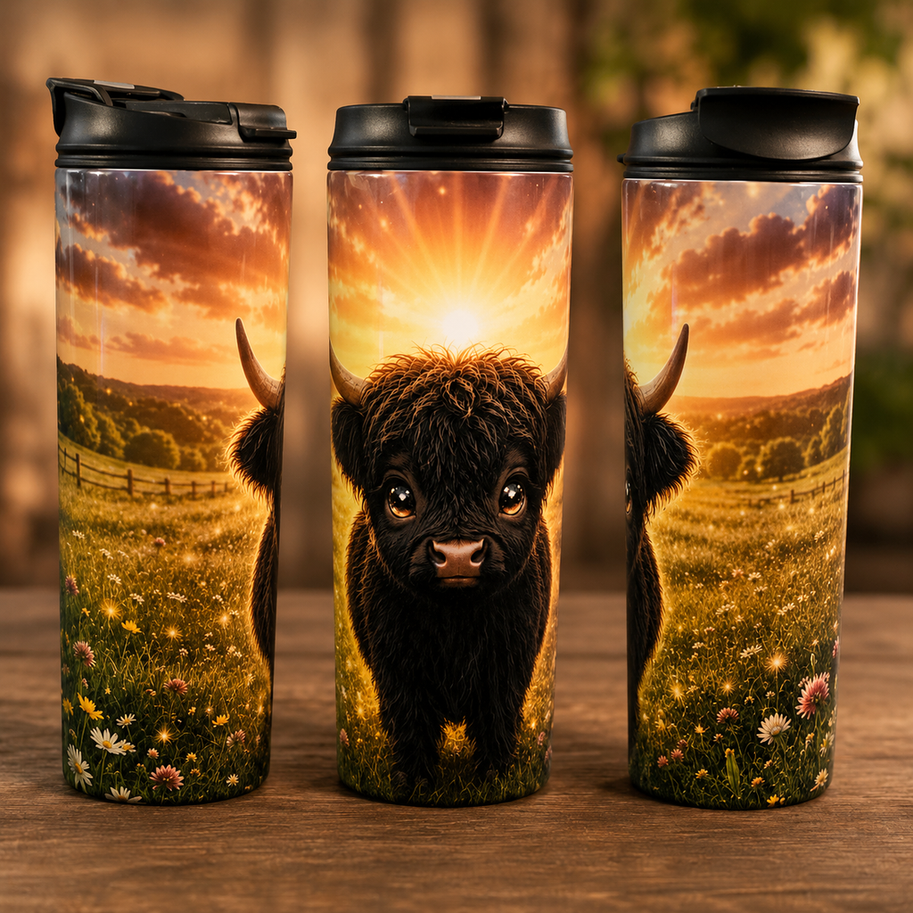 Tasse Isotherme Bébé Highland Noir – La Brunette Foncée | 20 oz | Les Créations Mystika