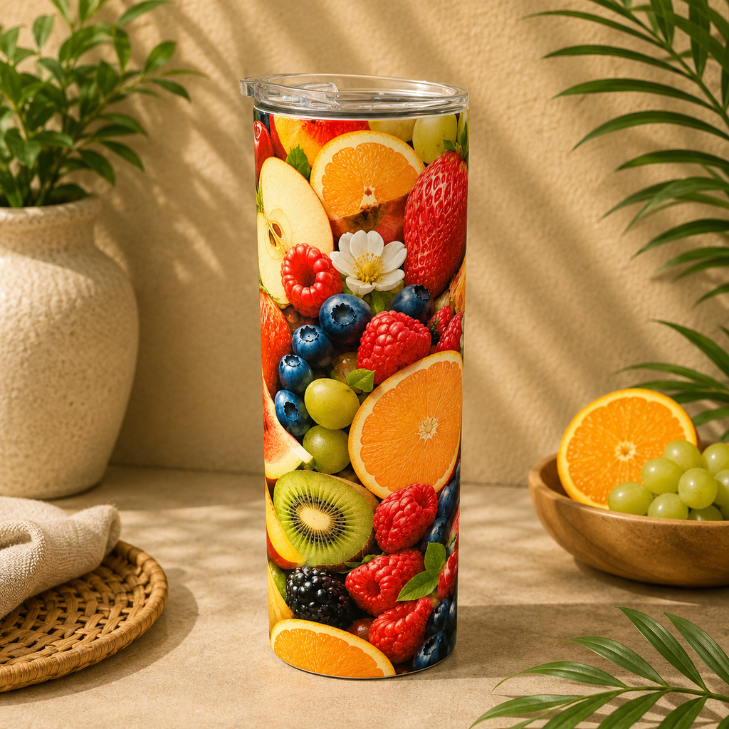 Tasse Isotherme L’Explosion de Fruits – Couleurs Éclatantes et Saveurs d’Été 20 oz | Les Créations Mystika