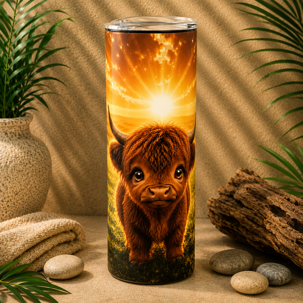 Tasse Isotherme Bébé Highland – La Brunette Dorée | 20 oz | Les Créations Mystika