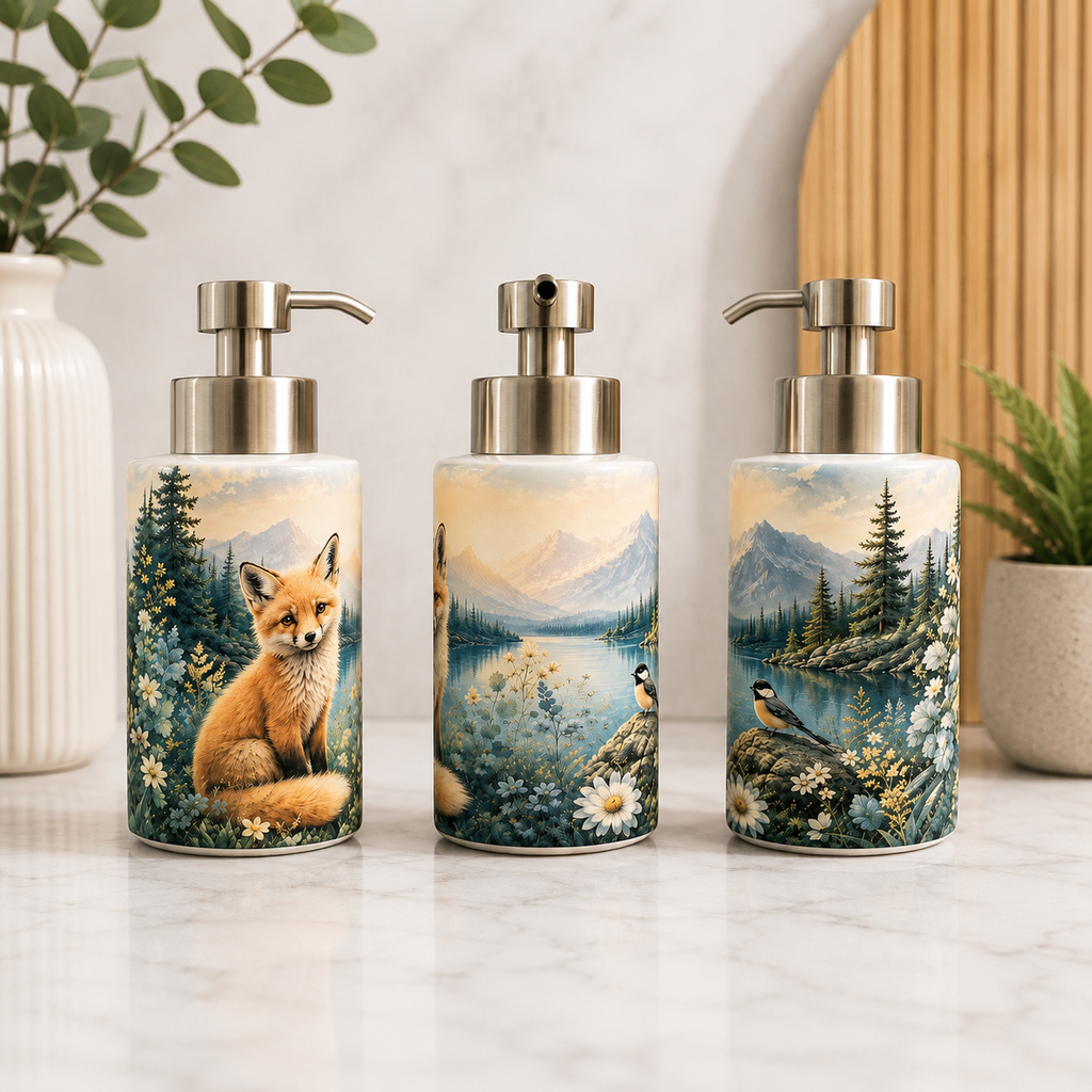 Pompe à Savon Décorative – Forêt & Animaux | Les Créations Mystika
