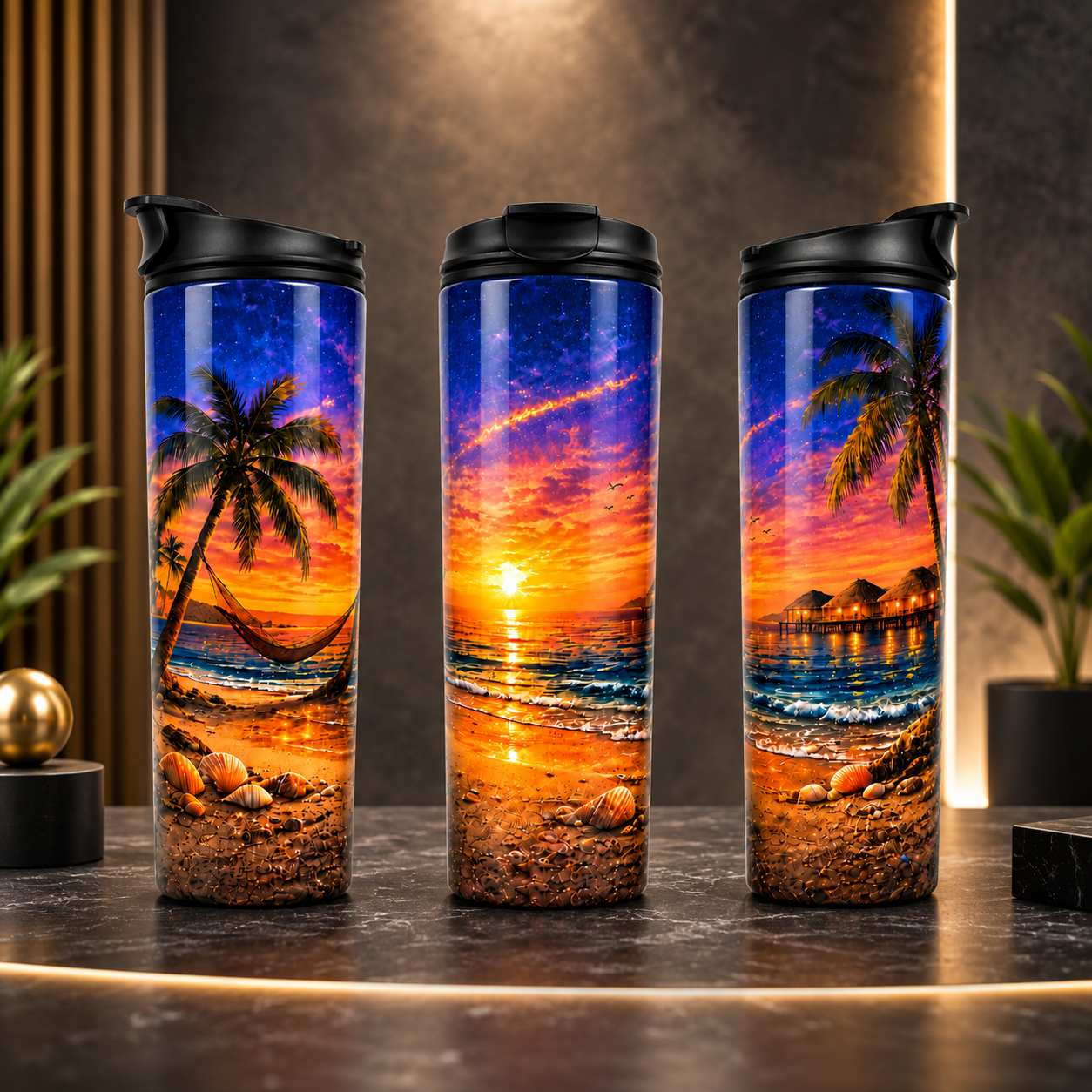 Tasse Isotherme Le Paradis Filant – Coucher de Soleil Tropical 20 oz | Les Créations Mystika