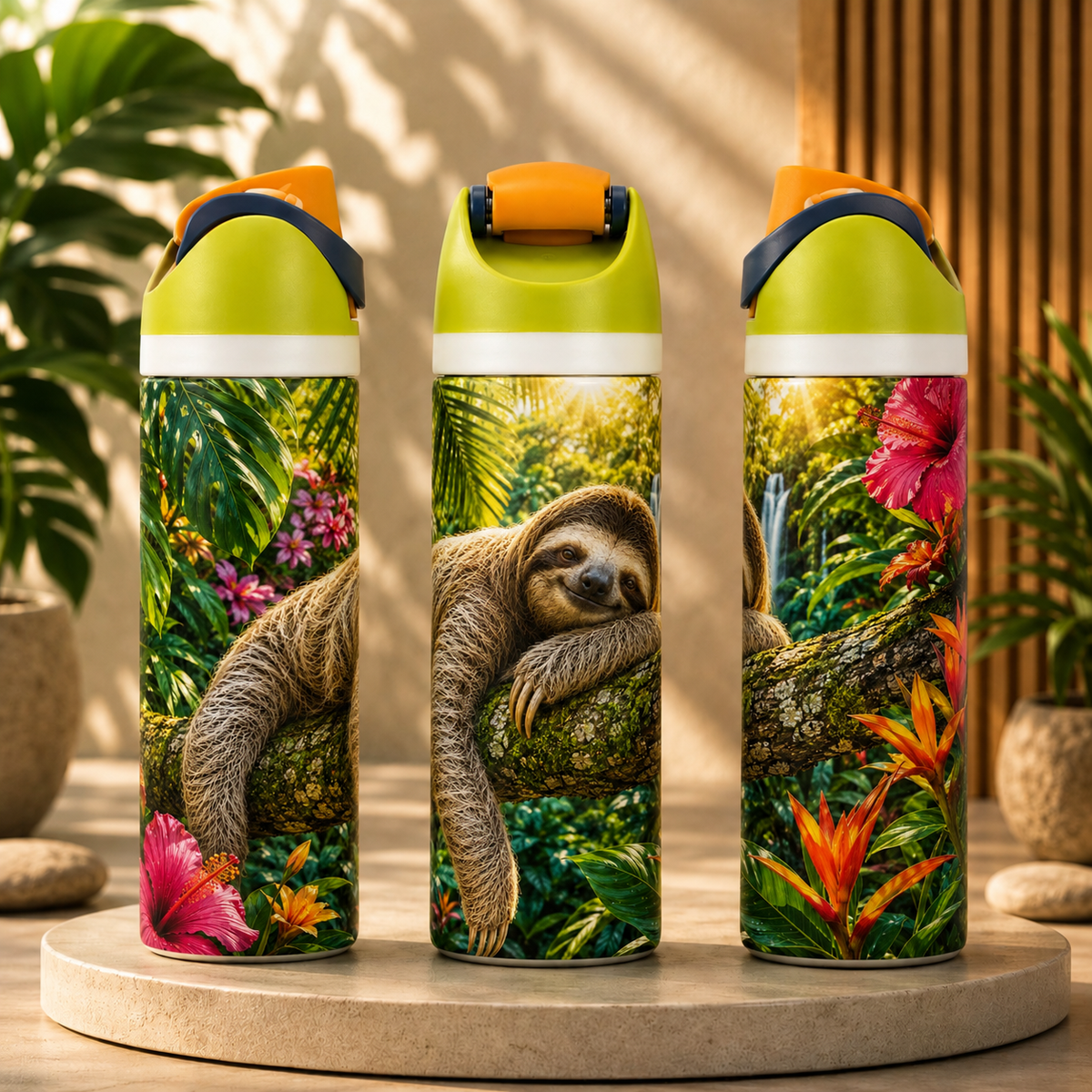 Bouteille Isotherme Paresseux Tropical – Jungle & Animaux Mignons | Les Créations Mystika