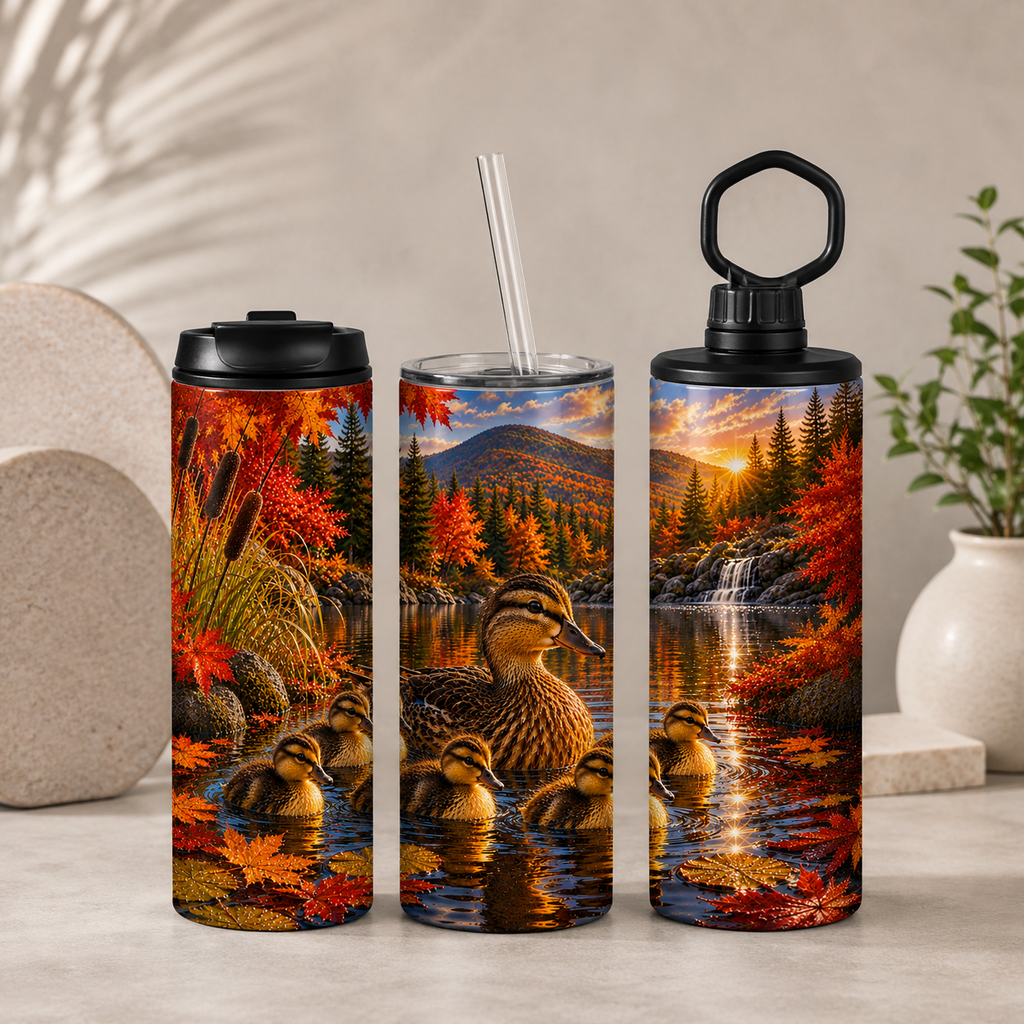 Tasse Isotherme Maman Canard et ses Petits – 20 oz | Les Créations Mystika
