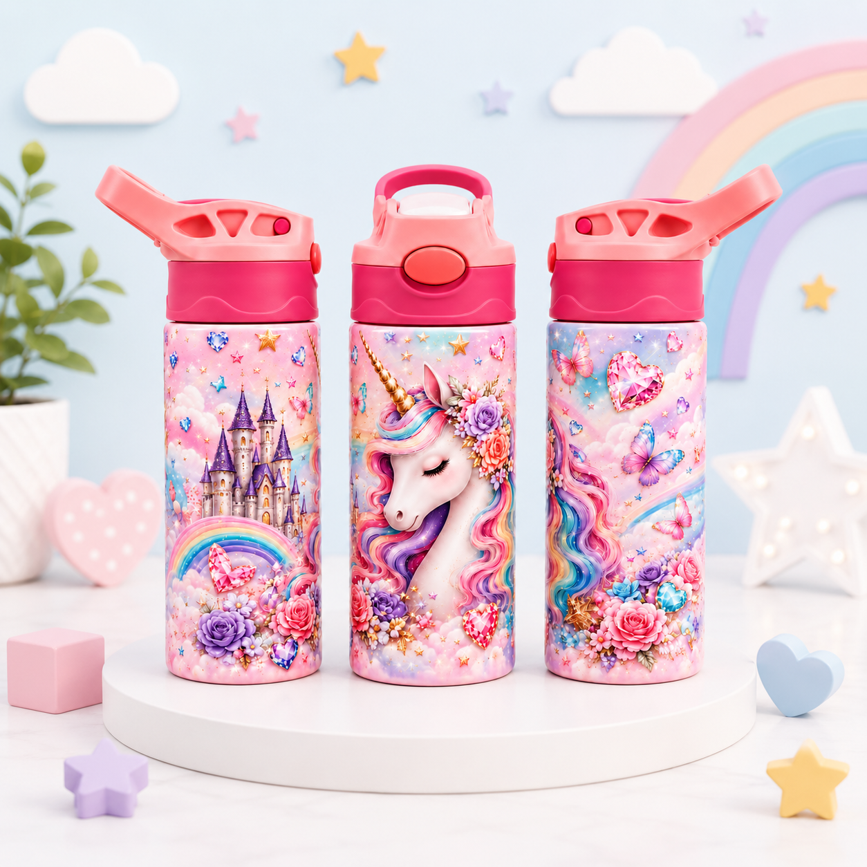 Bouteille Enfant Licorne Arc-en-Ciel – Magique & Féerique | Les Créations Mystika