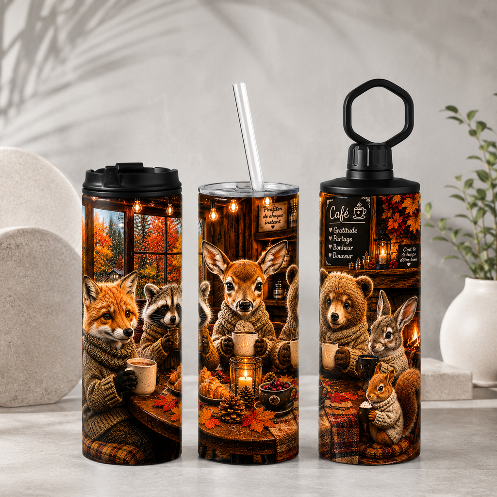 Tasse Isotherme Café en famille – 20 oz | Les Créations Mystika