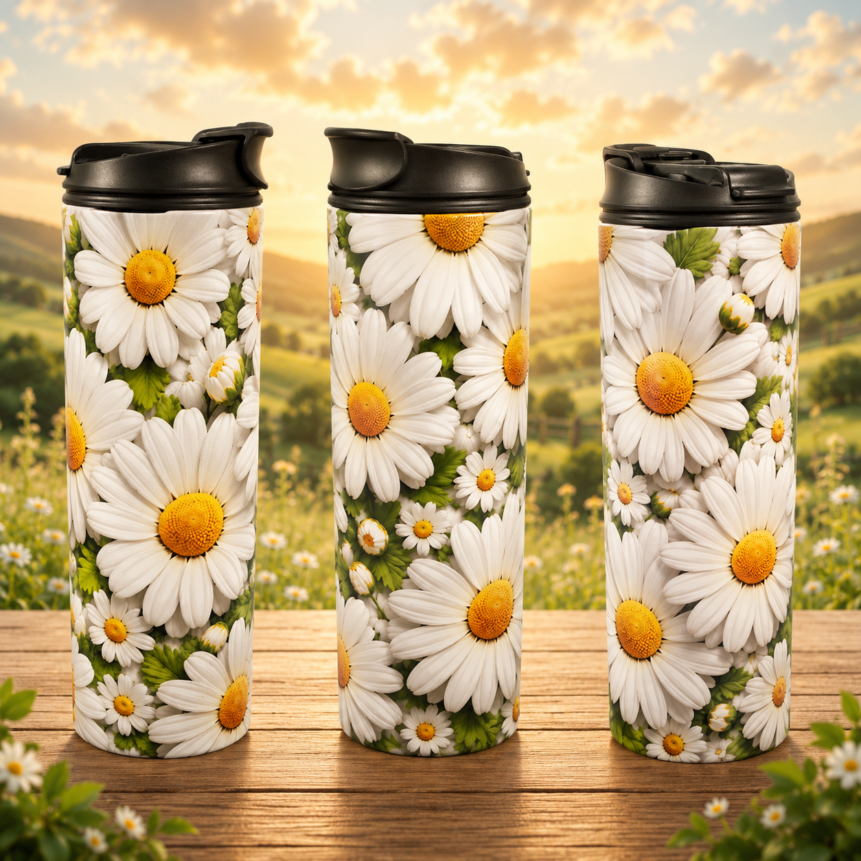 Tasse Isotherme Marguerites – Douceur Florale | 20 oz | Les Créations Mystika