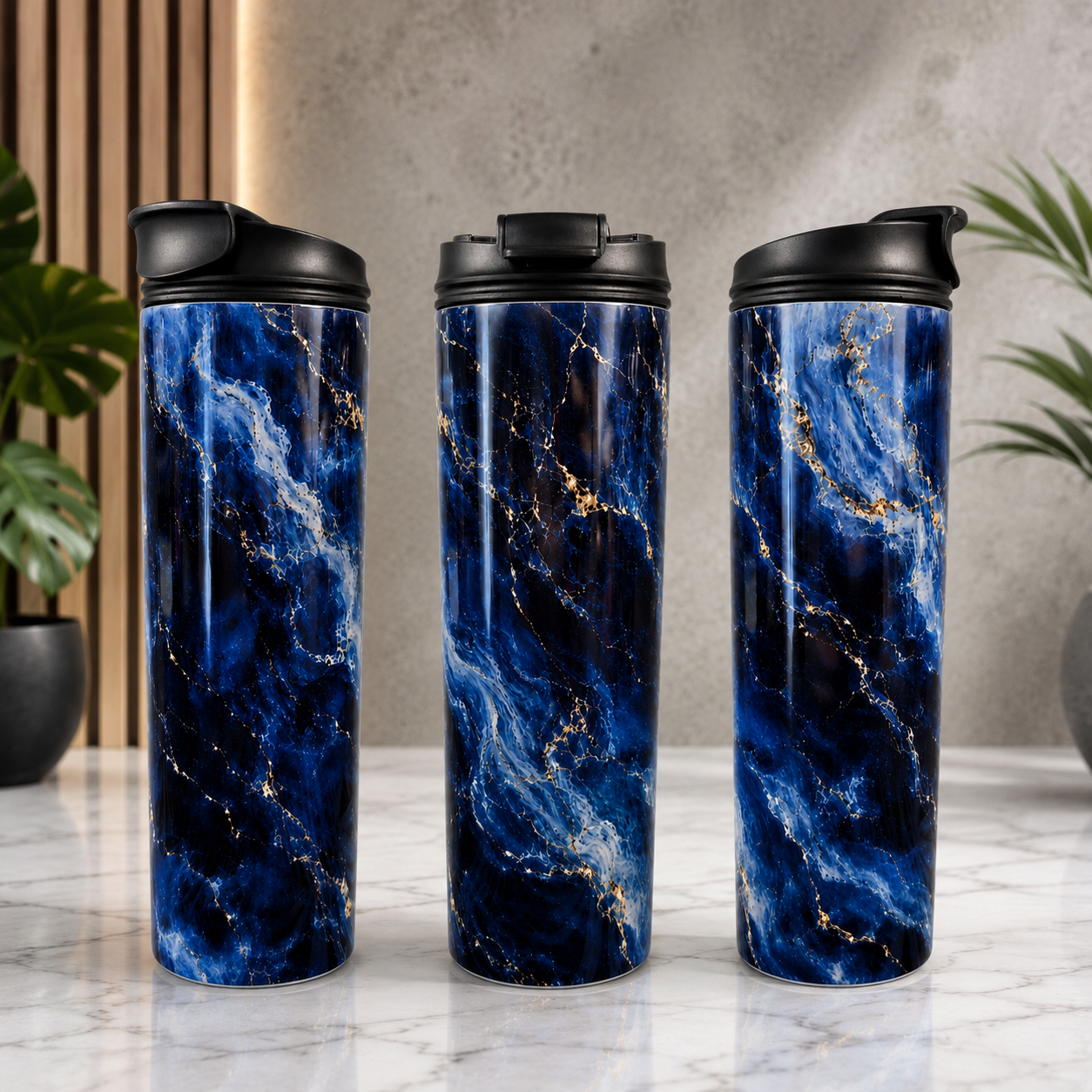 Tasse Isotherme Le Marbré Bleu et Or| 20 oz | Les Créations Mystika