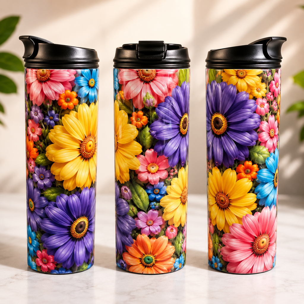 Tasse Isotherme Le Jardin Coloré – Bouquet de Fleurs Éclatantes 20 oz | Les Créations Mystika
