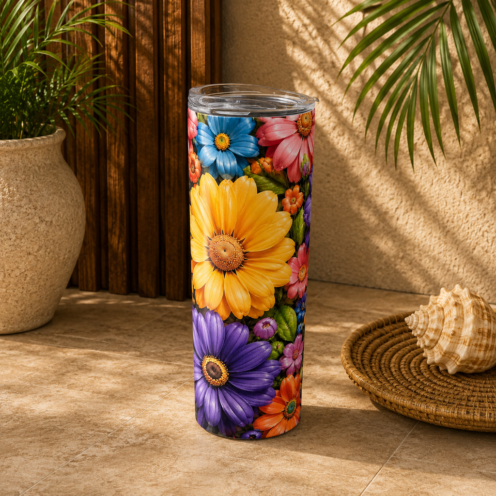 Tasse Isotherme Le Jardin Coloré – Bouquet de Fleurs Éclatantes 20 oz | Les Créations Mystika